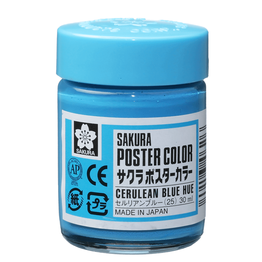 Tinta Guache Sakura Poster Color 30ml 25 Cerulean Blue Hue